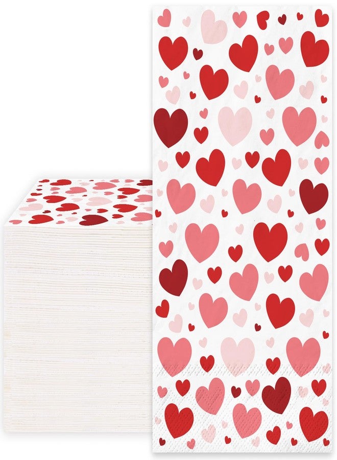 JarThenaAMCS مناديل ورقية للاستخدام مرة واحدة من JarThenaAMCS، بتصميم قلوب عيد الحب، ثلاث طبقات، ألوان أحمر، أبيض، وردي، مناسبة للعشاء، لتزيين طاولة الحفلات والمناسبات، 80 قطعة - Image 1